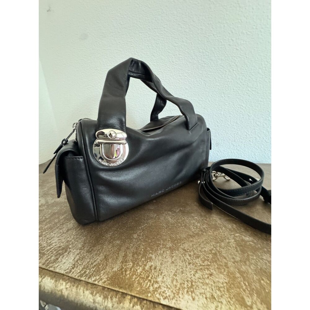 Marc Jacobs Pushlock Bag Black Leather Crossbody Satchel NWT - Picture 7 of 10
